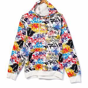 Eighty Eight Hoodie Graffiti Multi-Color Design Men's Sz L